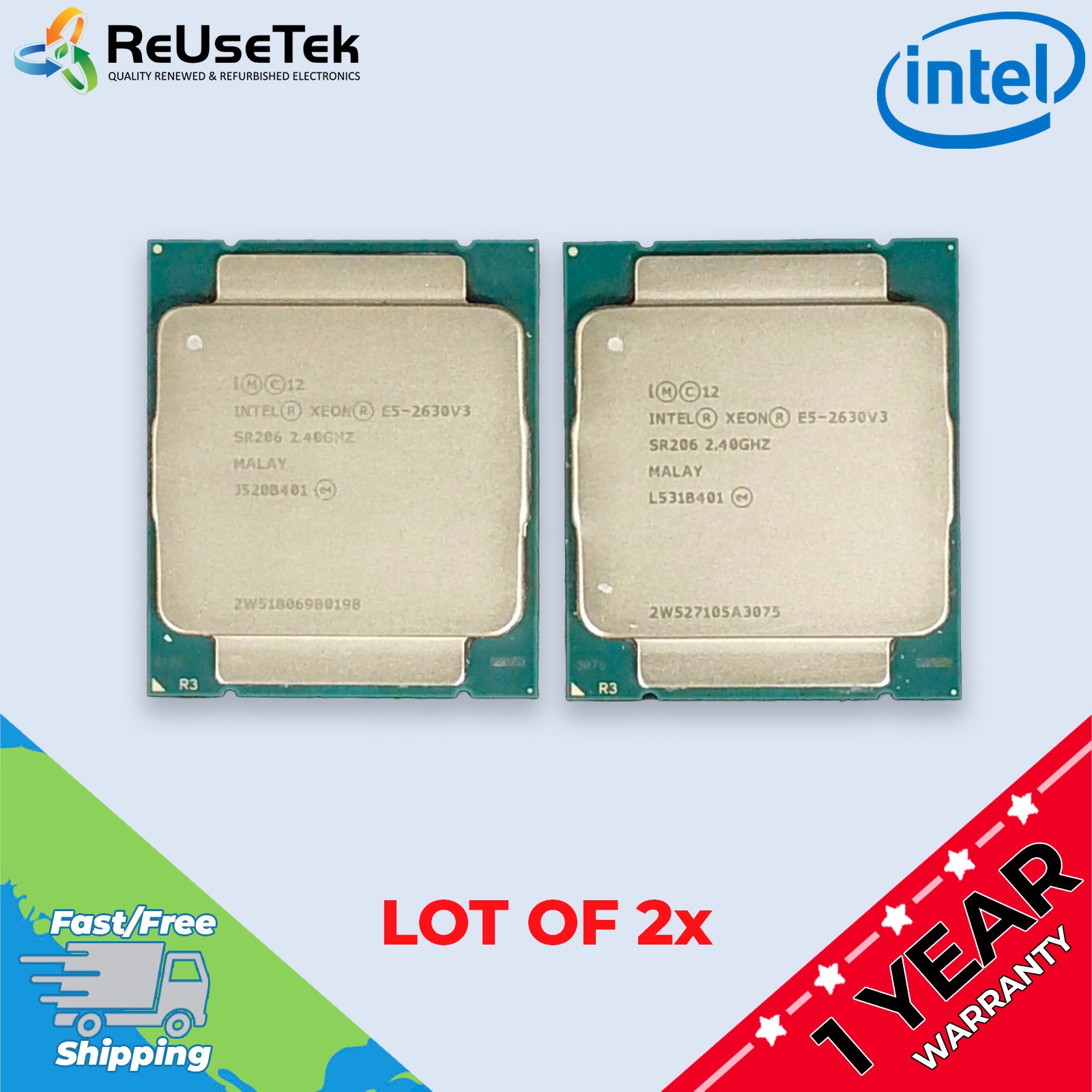 2 Lot Intel Xeon E5-2630V3 SR206 2.40GHz 20M Cache 8-Core LGA2011 CPU Processor