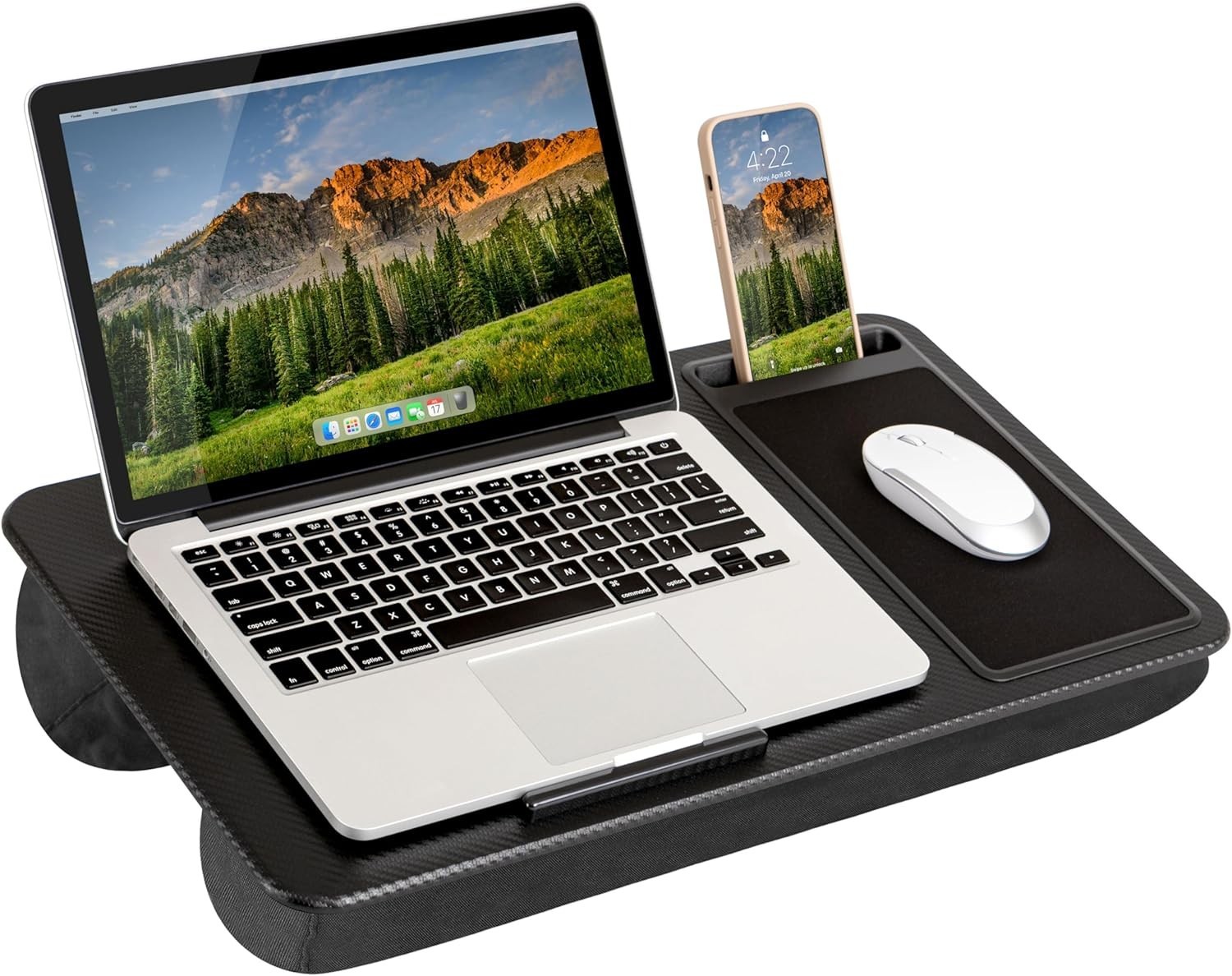 Luxury Black Carbon Home Office Lap Desk for 15.6” Laptops – Portable & Stylish