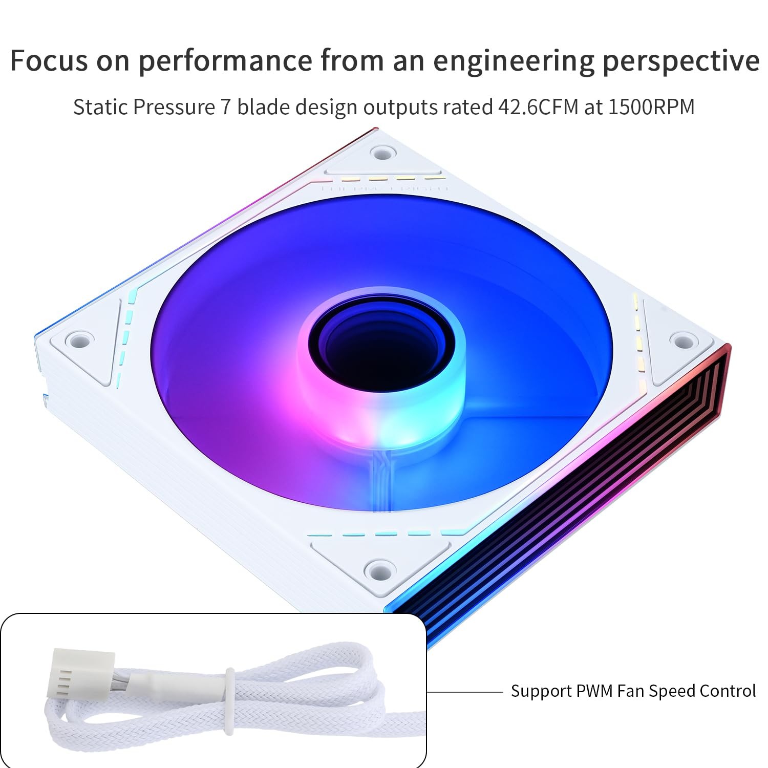 Thermalright TL-M12RW-S 120mm ARGB CPU Fan, with 1500RPM Speed, Quiet White