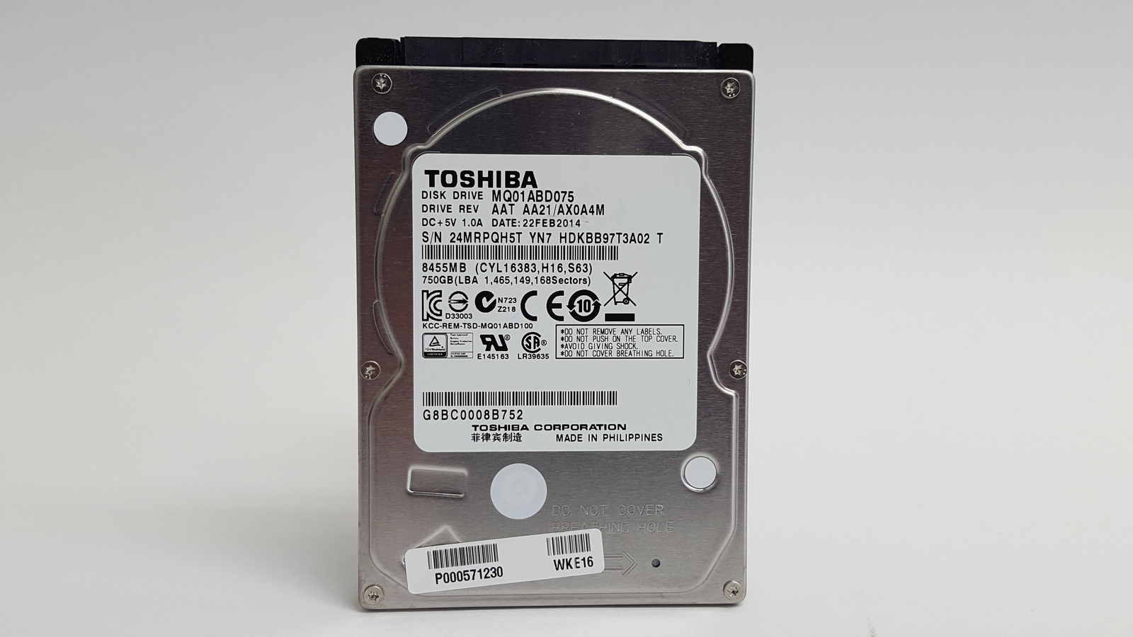 Toshiba MQ01ABD075 750GB 2.5″ SATA II Laptop Hard Drive