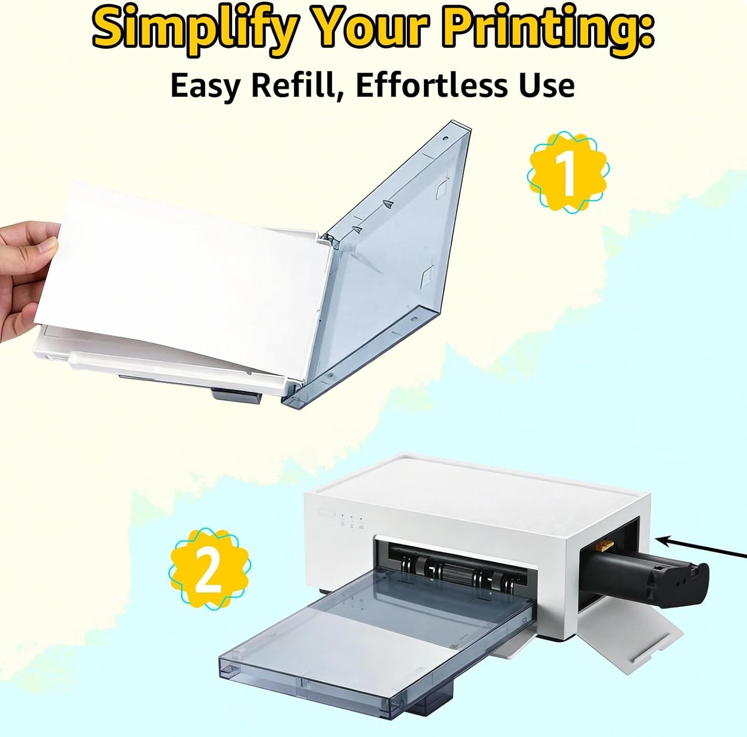 4×6 Photo Printer 80 Sheets Photo Paper & 2 Ink Compatible with Liene Amber M100