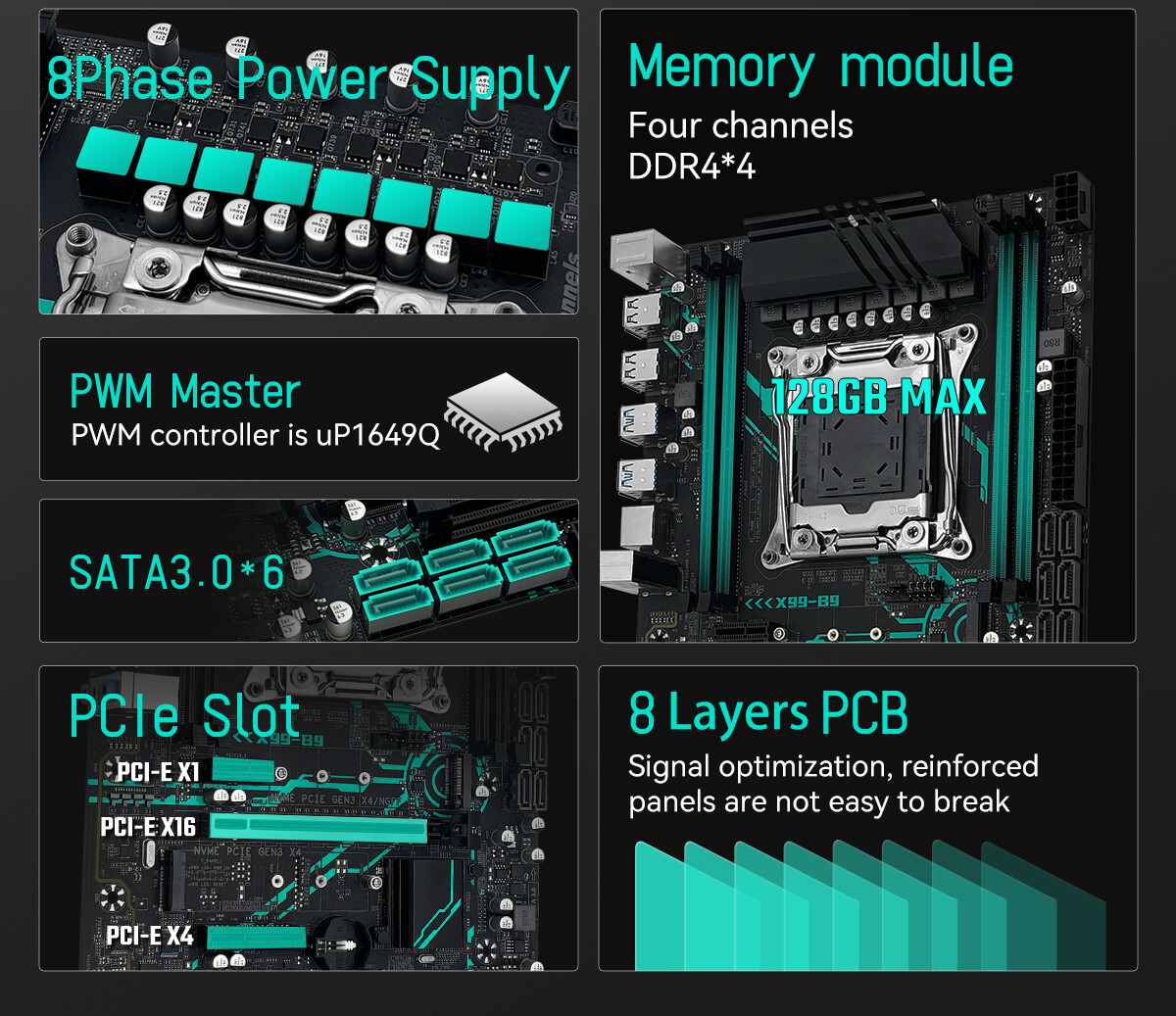 LGA 2011-3 Motherboard DDR4 with M.2 Slot USB 3.0SATA 3.0 PS/2, M-ATX Mainboard