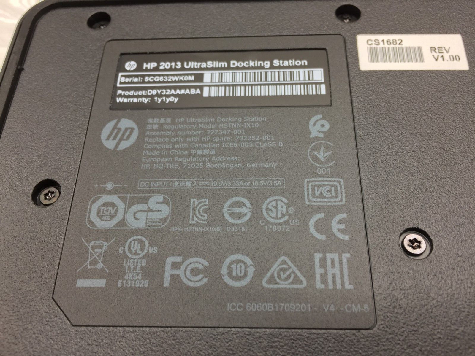New HP D9Y32AA EliteBook & ProBook UltraSlim Dock 2013 US w/ 65W AC FREE SHIPP