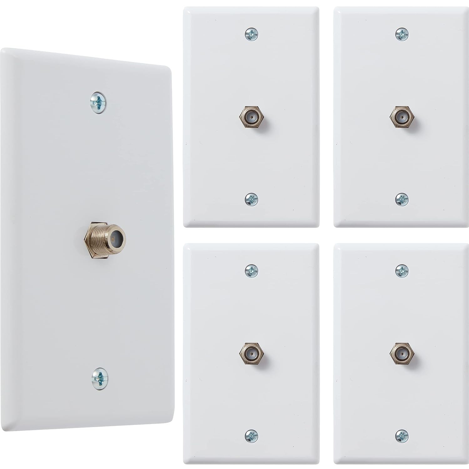 TV/Cable – 5 Wall Plates Newhouse Hardware, 2.75 x 4.5 in. w F-Connector, White