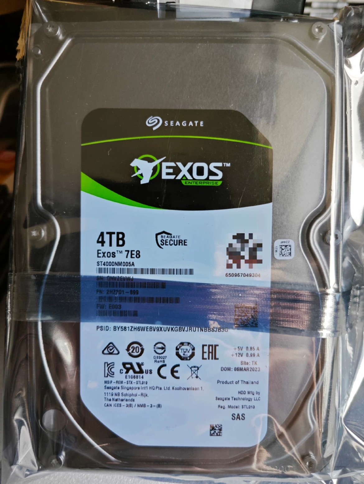 for Seagate Exos 7E8 ST4000NM005A 4TB 256MB 7.2K 12Gb 3.5″ 512n SAS Hard Drive