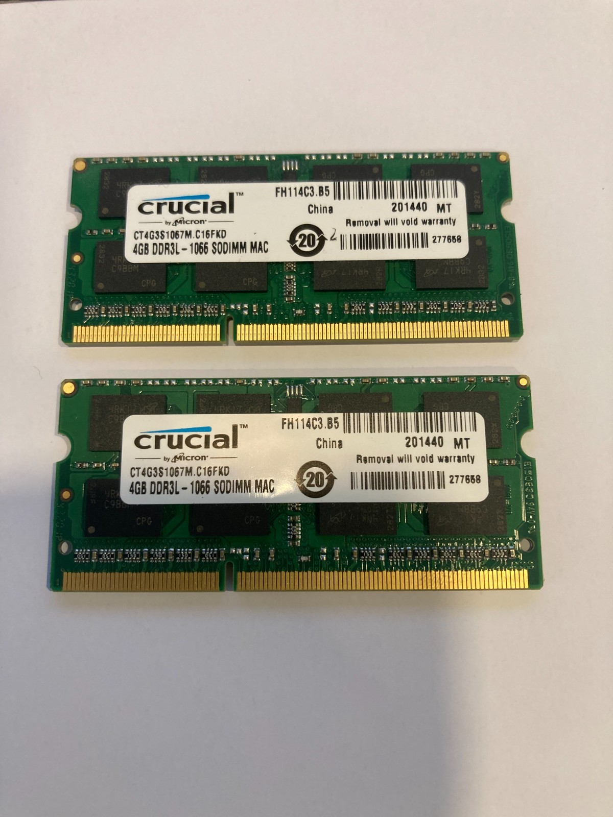 Crucial 8GB 2x 4GB DDR3L Memory RAM 1066 MHz PC3L-8500S SODIMM Laptop CT4G3S1067