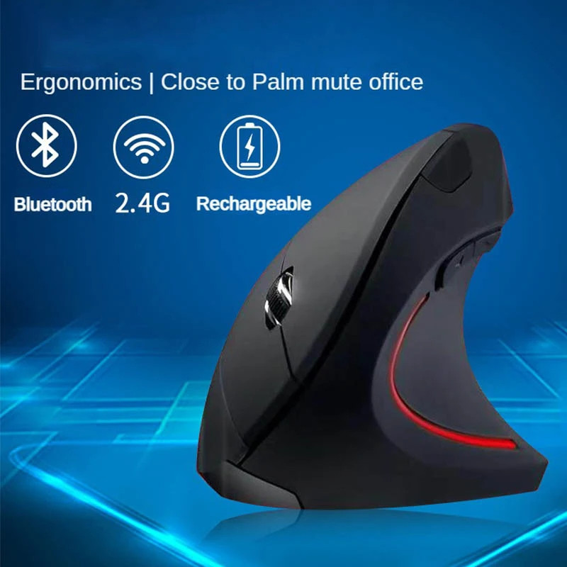Wireless Bluetooth Vertical Mouse 800 1200 1600 DPI 6 Button Personalised Side