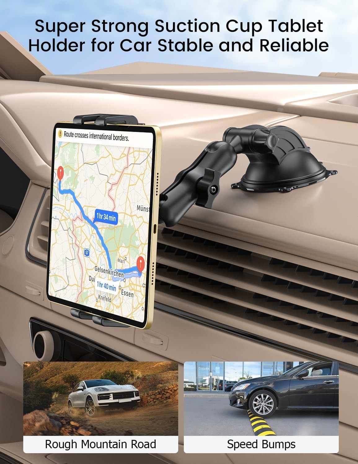 Heavy Duty Tablet Mount | Car Truck Dash/Windshield Holder for 4.7″-12.9″ iPad