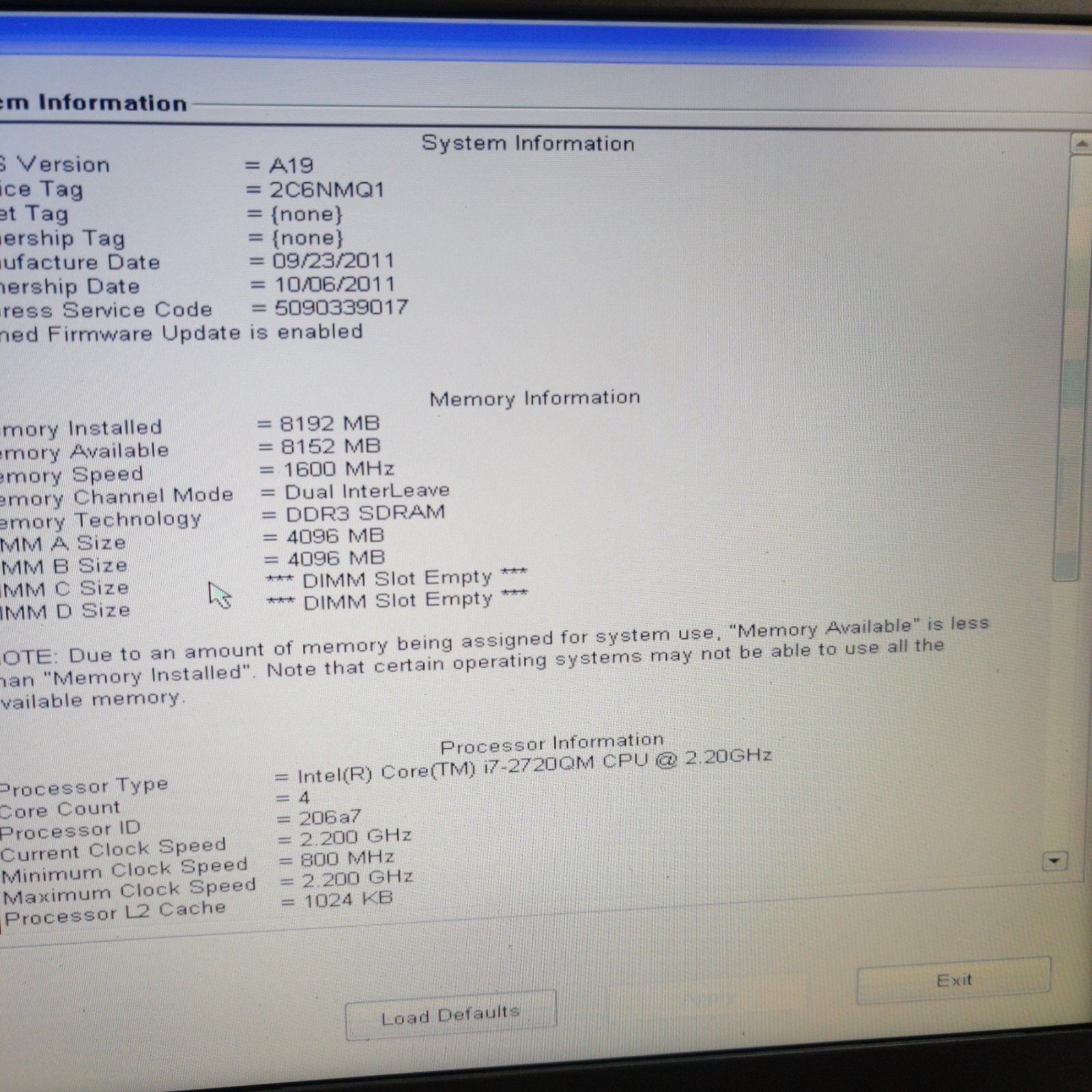 DELL PRECISION M4600 i7-2720QM @ 2.20GHz 8GB RAM 500GB M5950 GPU NO OS/AC *READ