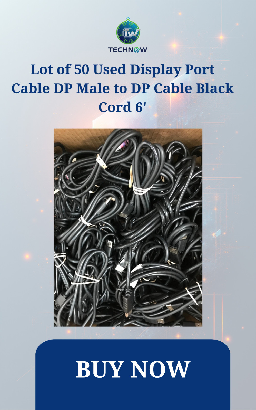 Lot of 50 Used Display Port Cable DP Male to DP Cable Black Cord 6′