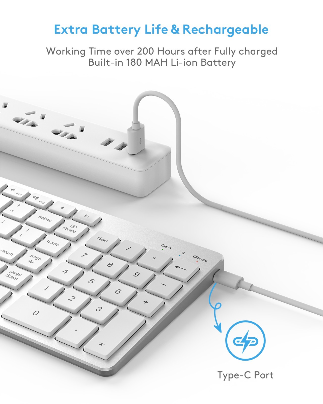 Wireless Keyboard with Numeric Keypad for Apple Mac Computers