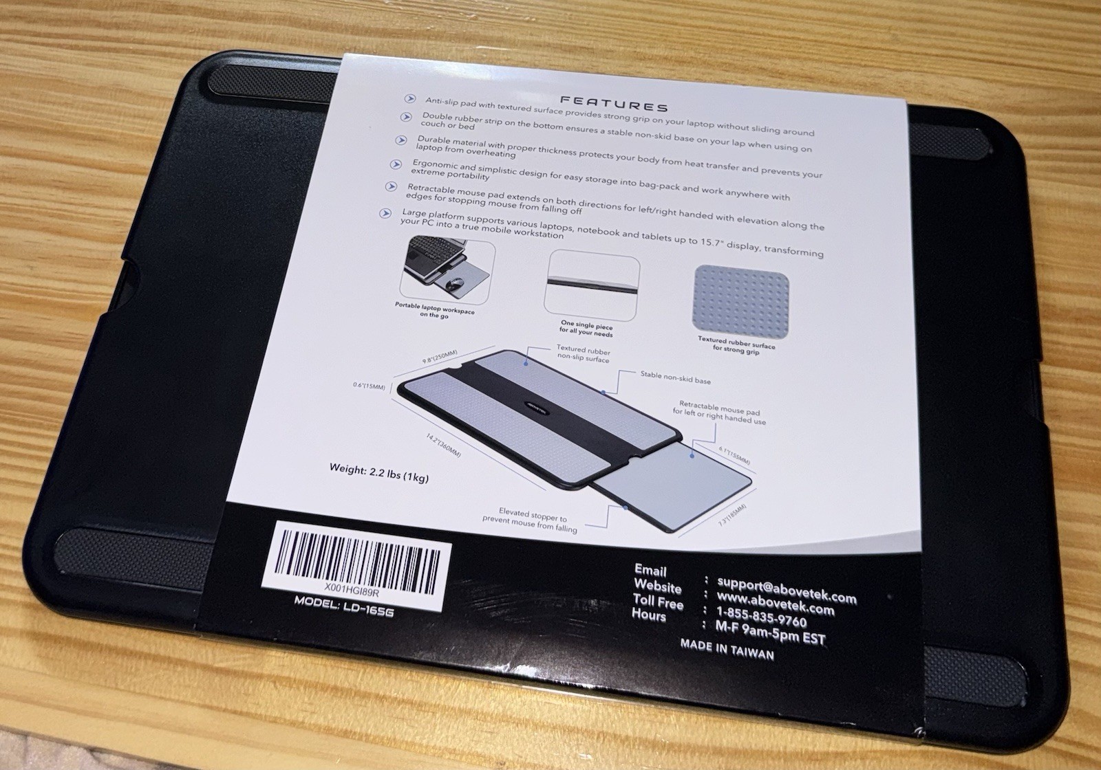 Laptop Lap Desk Portable Retractable Left/Right Mouse Pad Tray AboveTEK Non-Slip