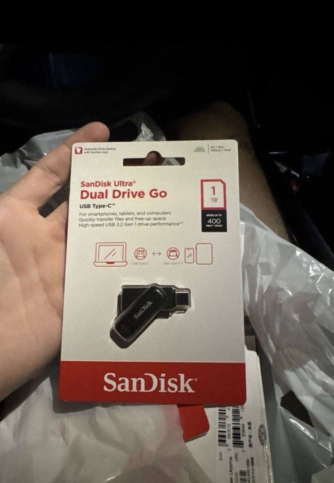 SANDISK ULTRA DUAL DRIVE GO 1TB USB TYPE-C FLASH DRIVE (SDDDC3-1T00-A46) NEW.