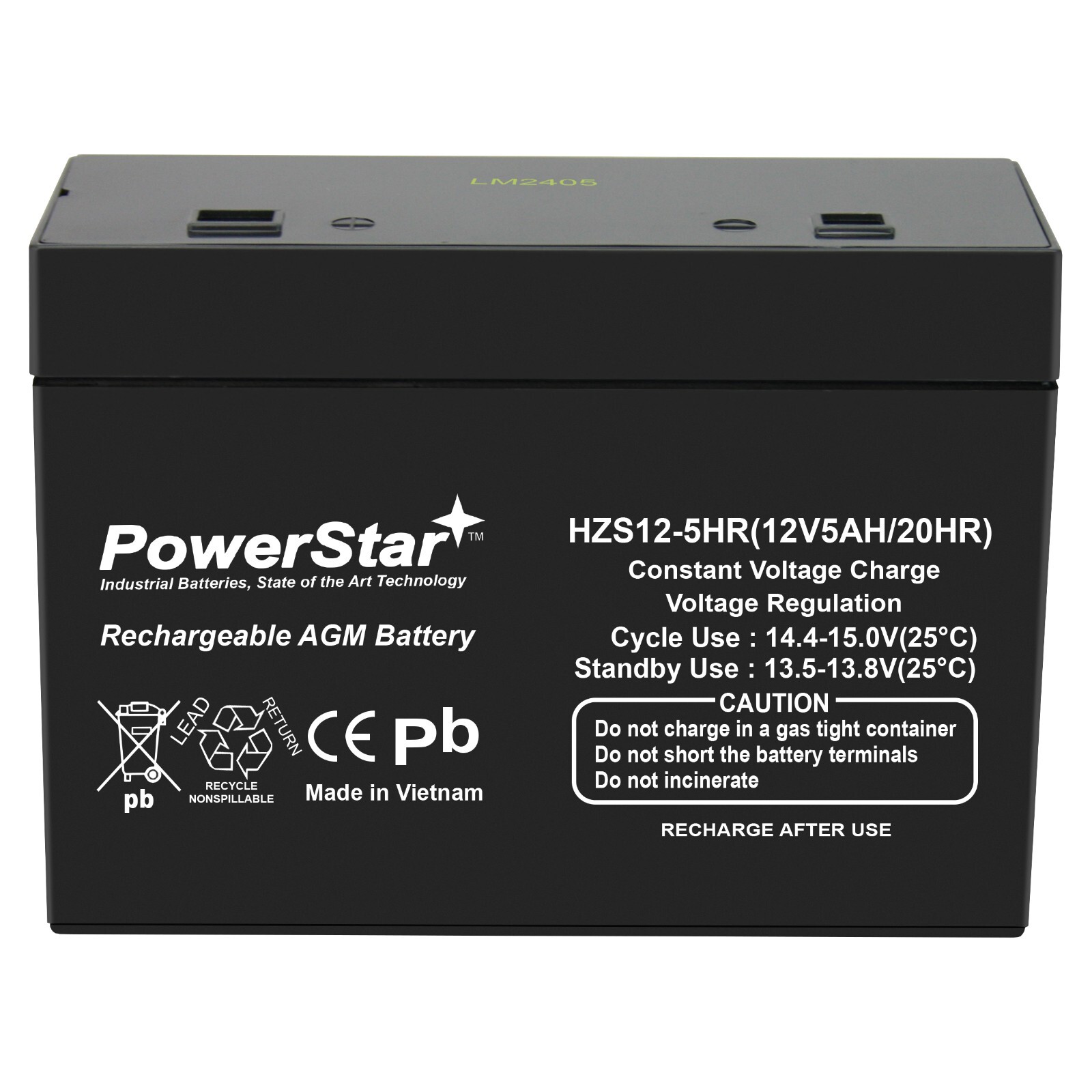 PowerStar 12V 5AH RECESSED SPADE Replaces (CSB) China Storge Battery SLA0093