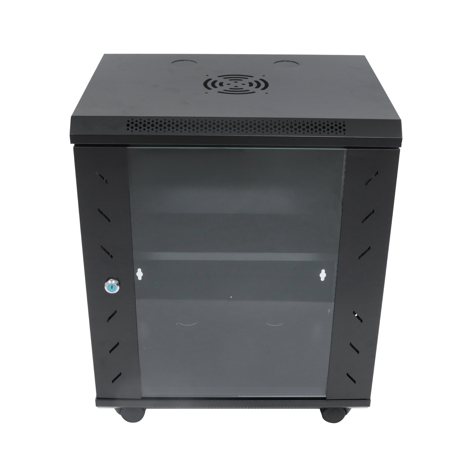 12U Wall Mount Server Rack 15.5″ Deep Locking Glass Door & Panels