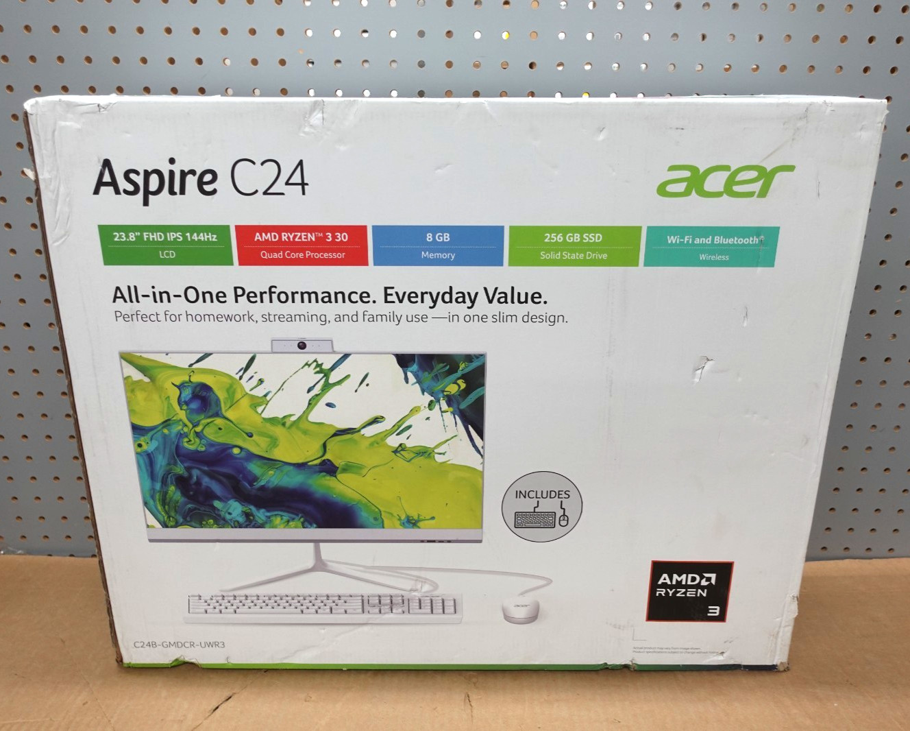 Acer Aspire C24 All-in-One Desktop AMD Ryzen 3 30, 8GB, 256GB SSD, Windows 11