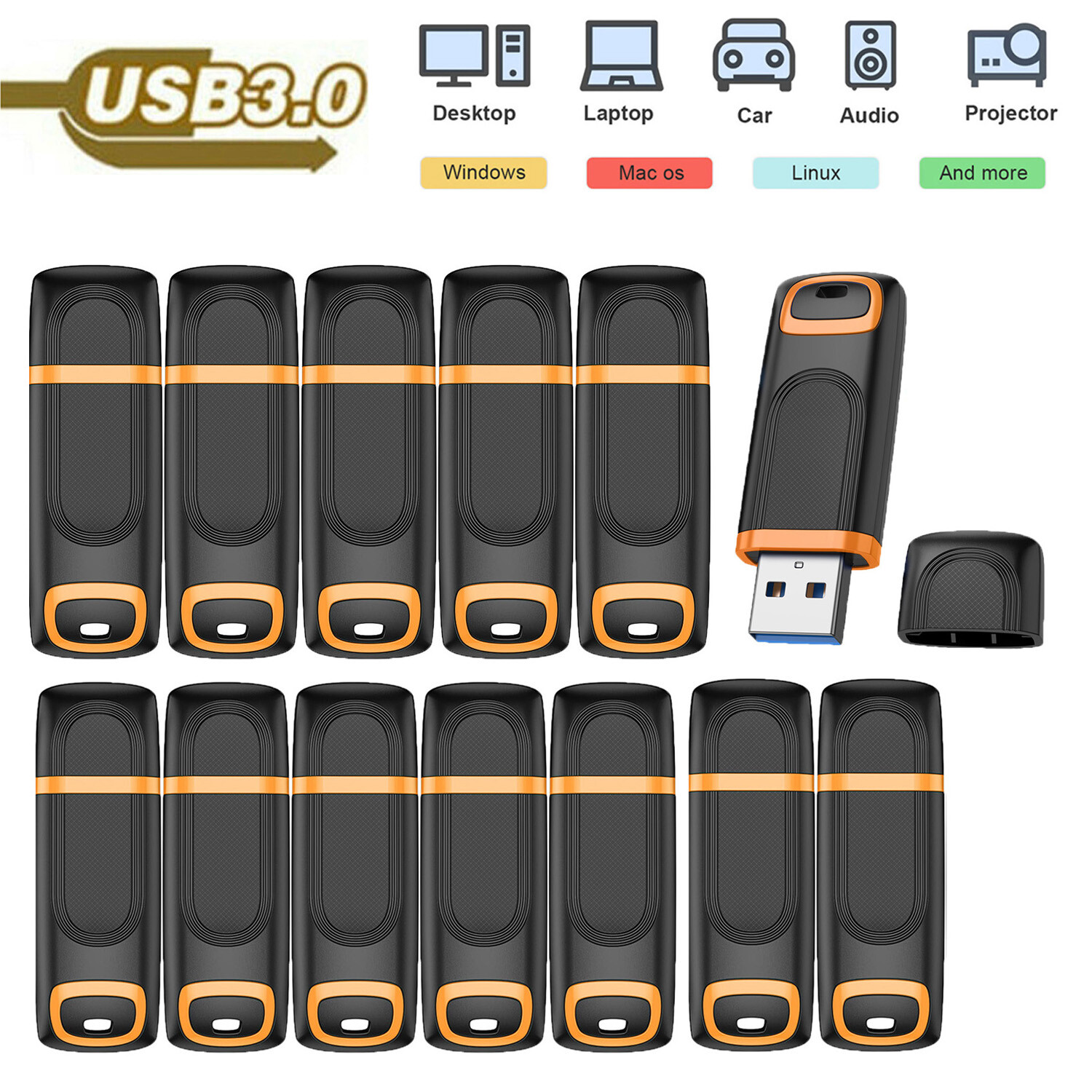10 Pack USB 3.0 Flash Drive 16GB 32GB 64GB 128GB Memory Stick Thumb Drive U Disk