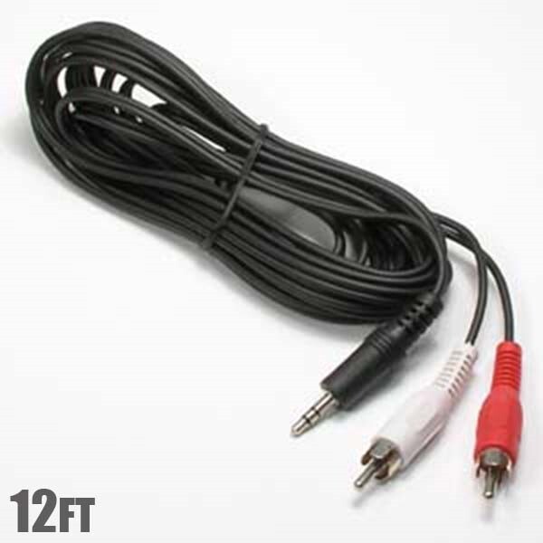 12FT 3.5mm 1/8″ Aux Stereo Male to Dual RCA Male Y Splitter Audio Cable Cord MP3