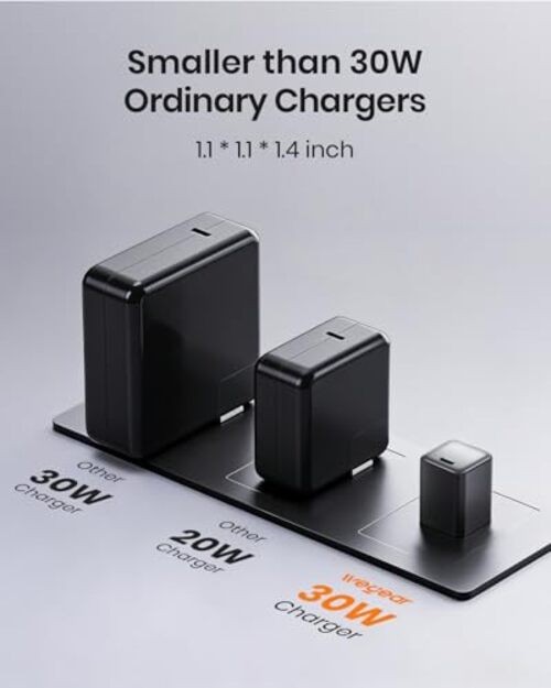 30W Compact Wall Charger, USB C Charger Block with GaN III Tech, 1 Pack Black