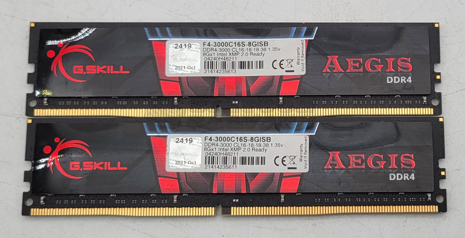 G.Skill Aegis F4-3000C16S-8GISB 2 x 8GB DDR4-3000 PC4-24000 UDIMM