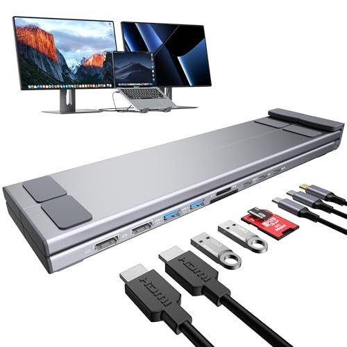 9-in-1 USB C Docking Station, Dual 4K@60Hz HDMI, PD 100W, Universal Hub for Lapt