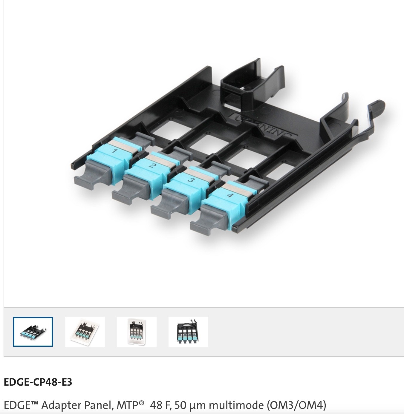 NEW Genuine Corning EDGE-CP48-E3 MTP Panel, FOUR Aqua Adaptors 546918 FREE Ship