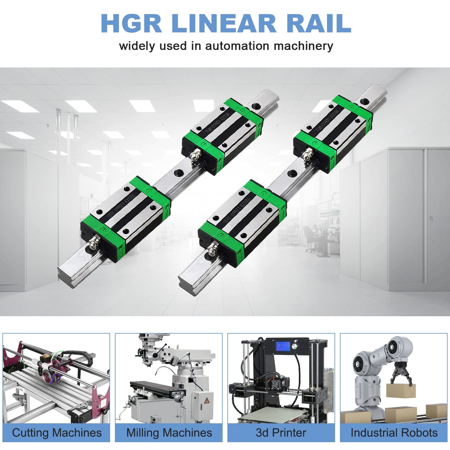 2PCS HGR20 500mm Linear Rails and 4PCS HGH20CA Linear Bearing Blocks for CNC