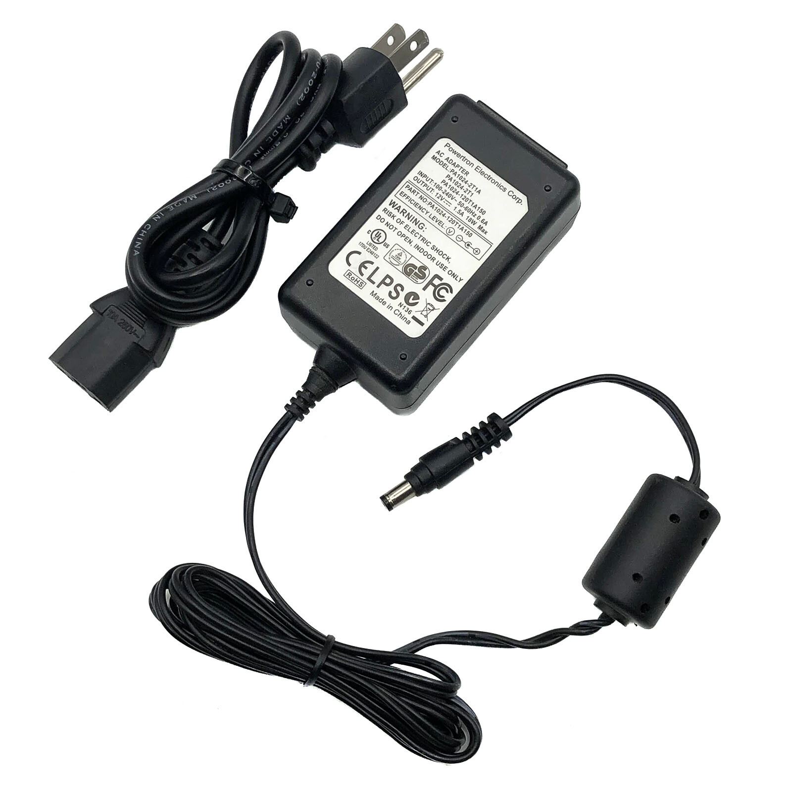 Genuine Powertron 18W AC Power Adapter PA1024-2T1A 12V 1.5A Charger