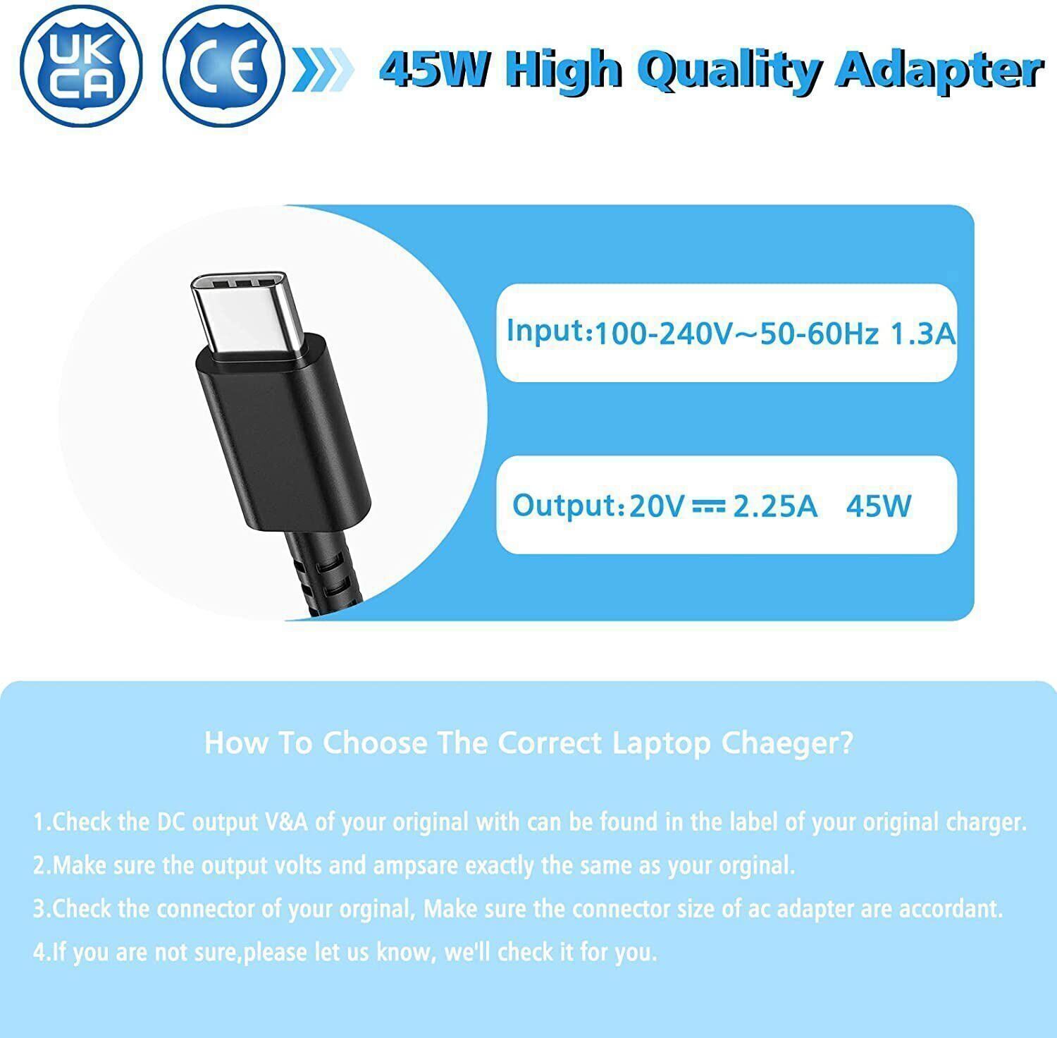 AC Adapter For Dell Chromebook 3100 3100 2 in 1 Type USB-C Charger Power Cord