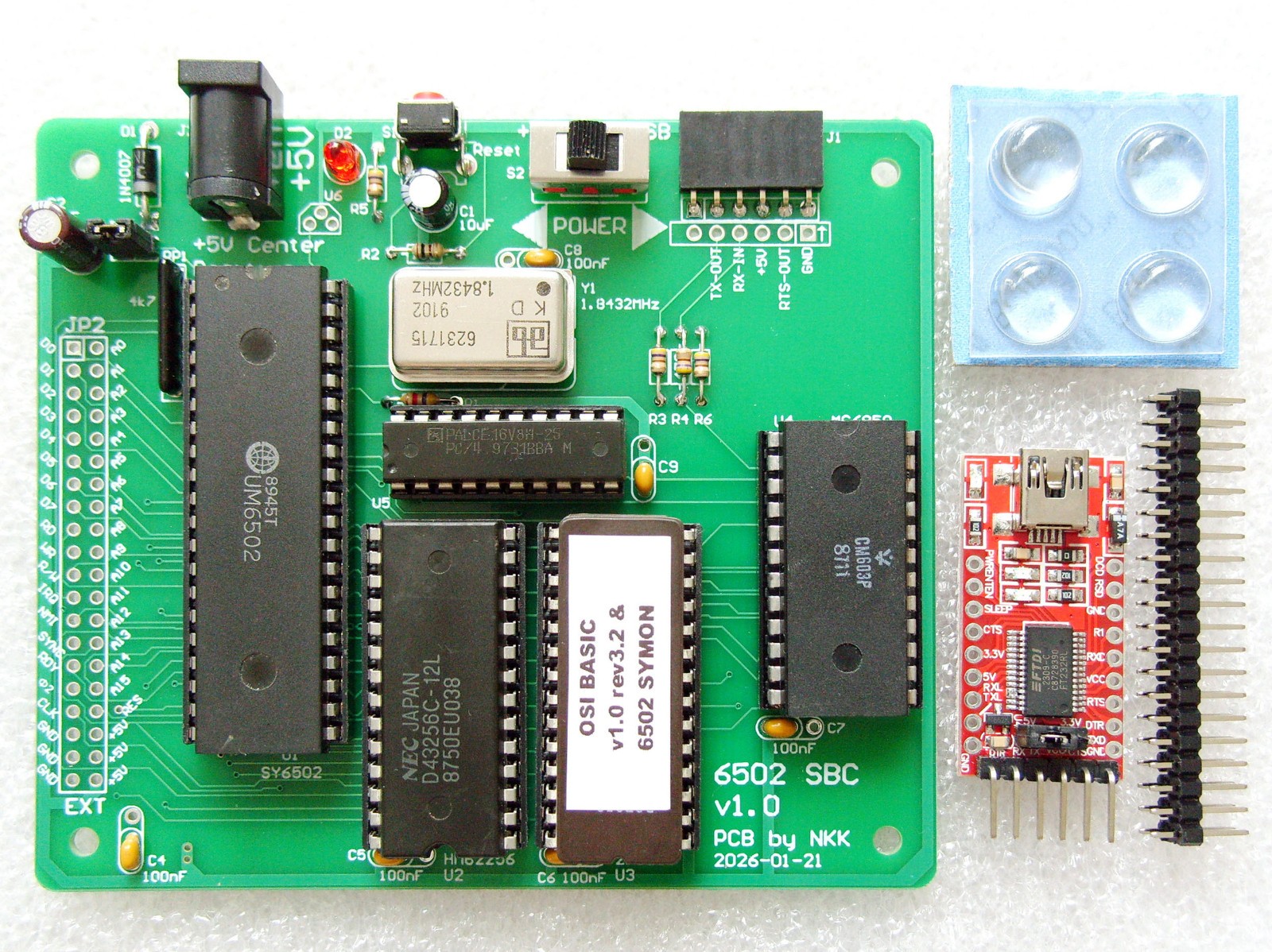 6502 Single Board Computer, SY6502 SBC; Assembled and Tested System, Expandable