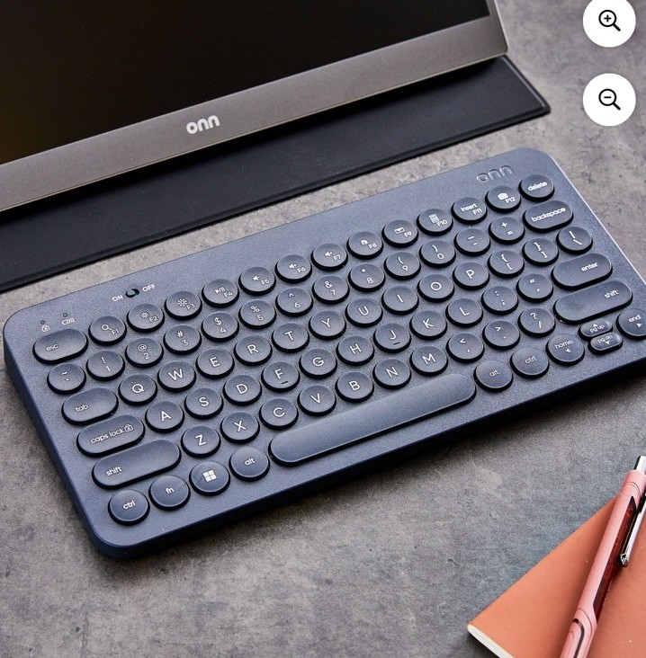 Onn Mini Compact Wireless Office Keyboard Retro Style USB Receiver 78 Keys Black