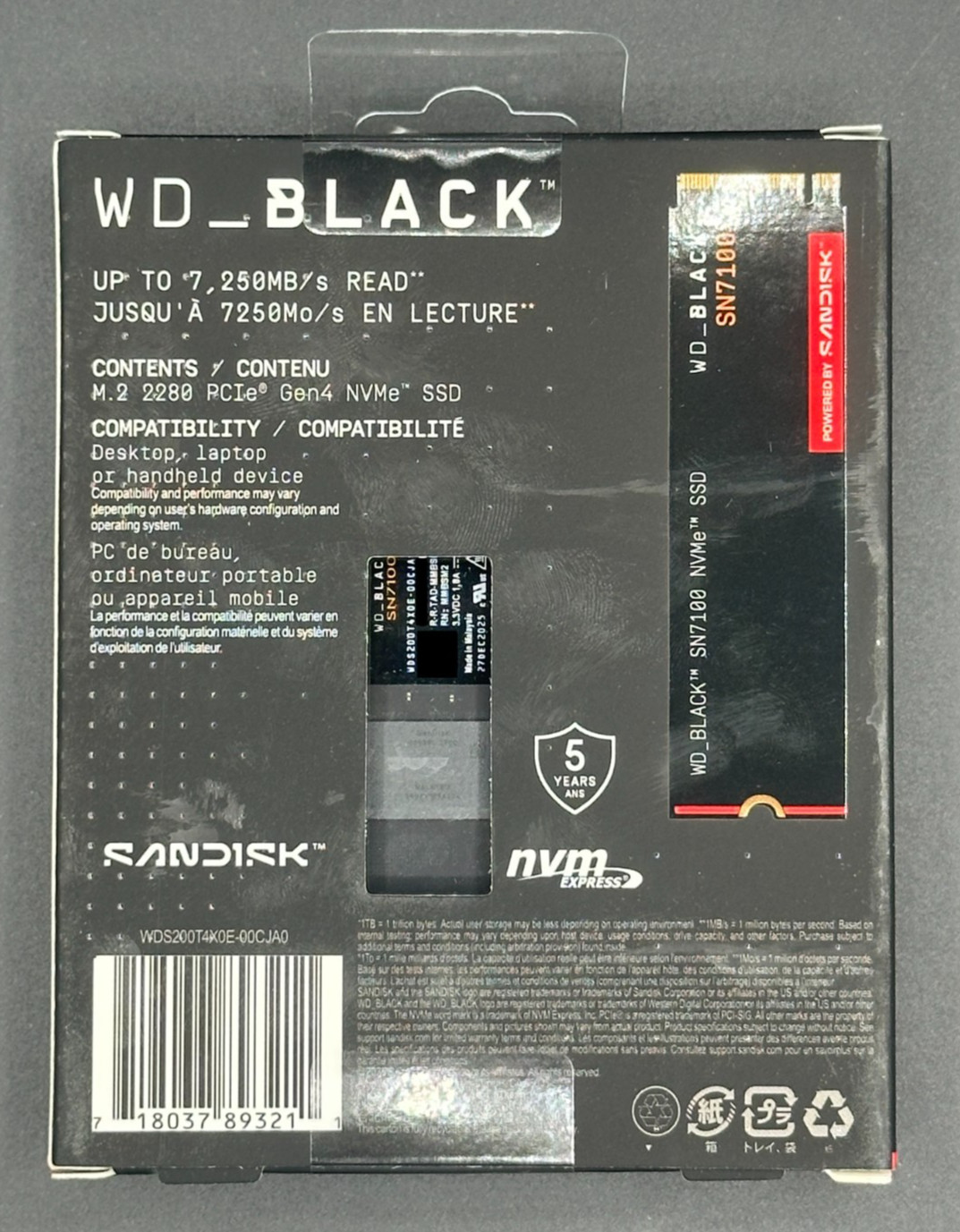 WD_Black SN7100 2TB NVMe SSD – Gen4 PCIe, M.2 2280 – WDS200T4X0E – Brand New