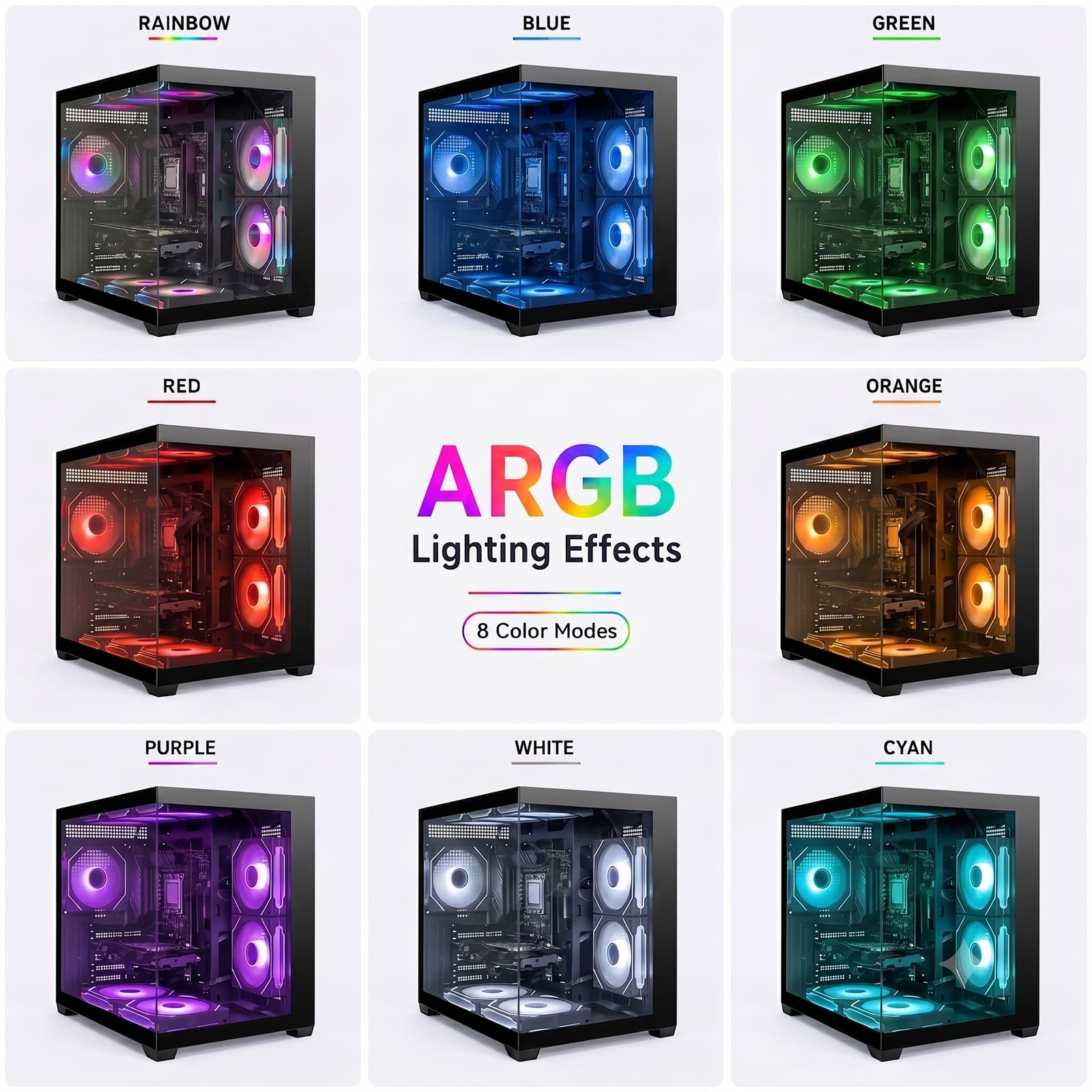 High End 3A Gaming PC RTX 5060, i9-11900F, 32GB RAM+1TB SSD, WIN11, 9×ARGB Fans