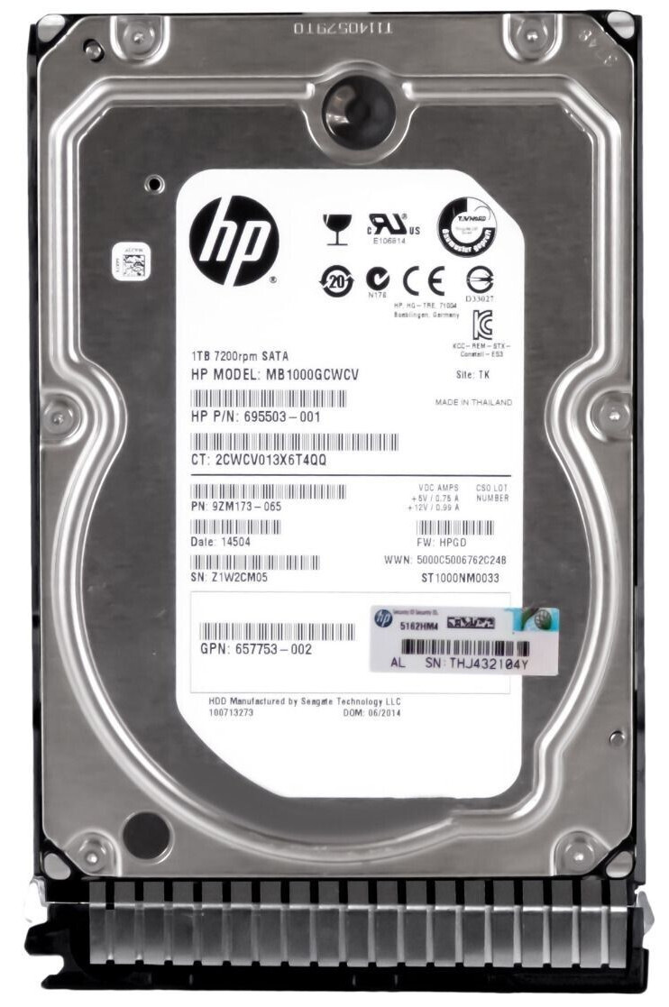 HARD DRIVE HP 695503-001 MB1000GCWCV 1TB 7.2K SATA III 3.5”