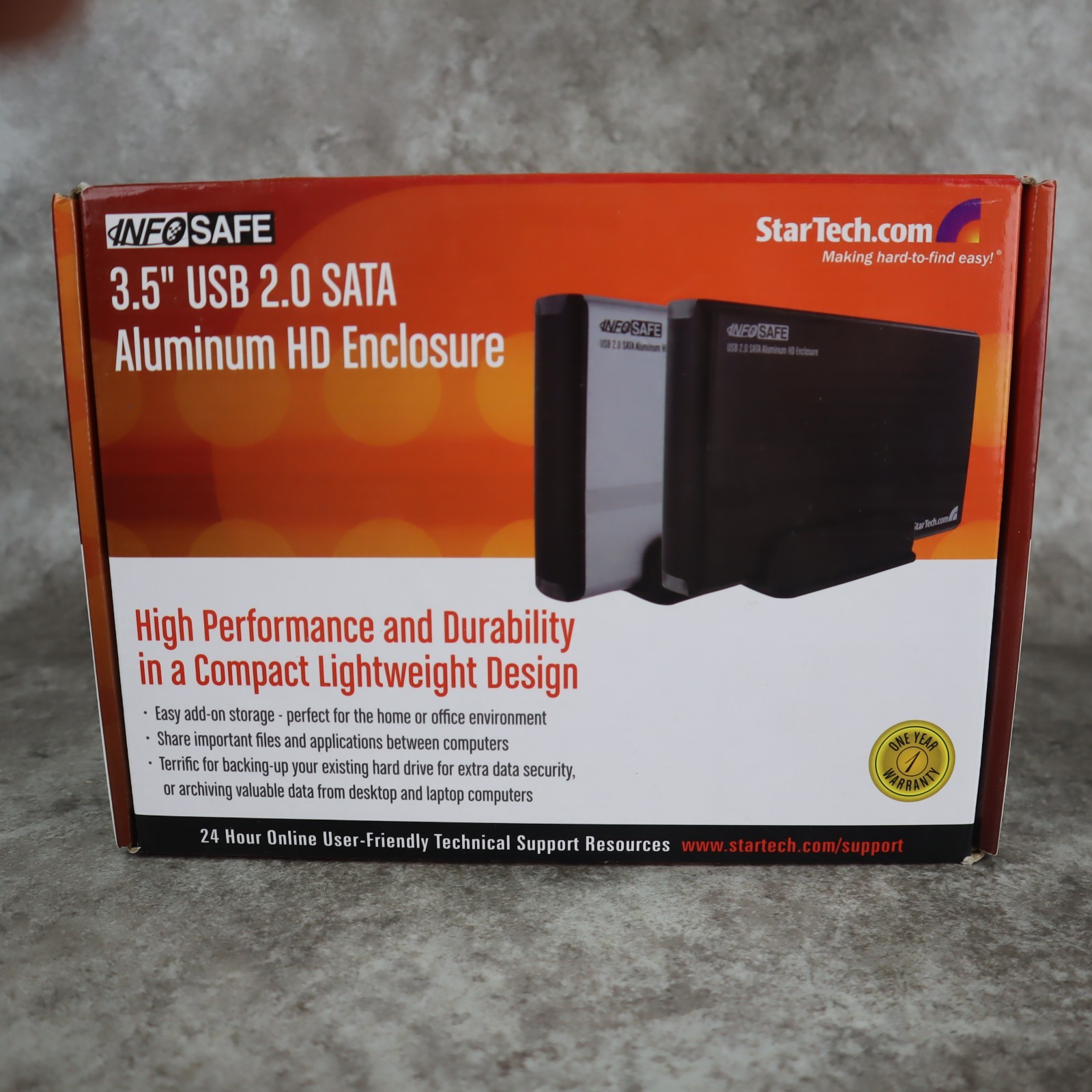StarTech.com InfoSafe 3.5″ USB 2.0 SATA Aluminum Hard Drive Enclosure