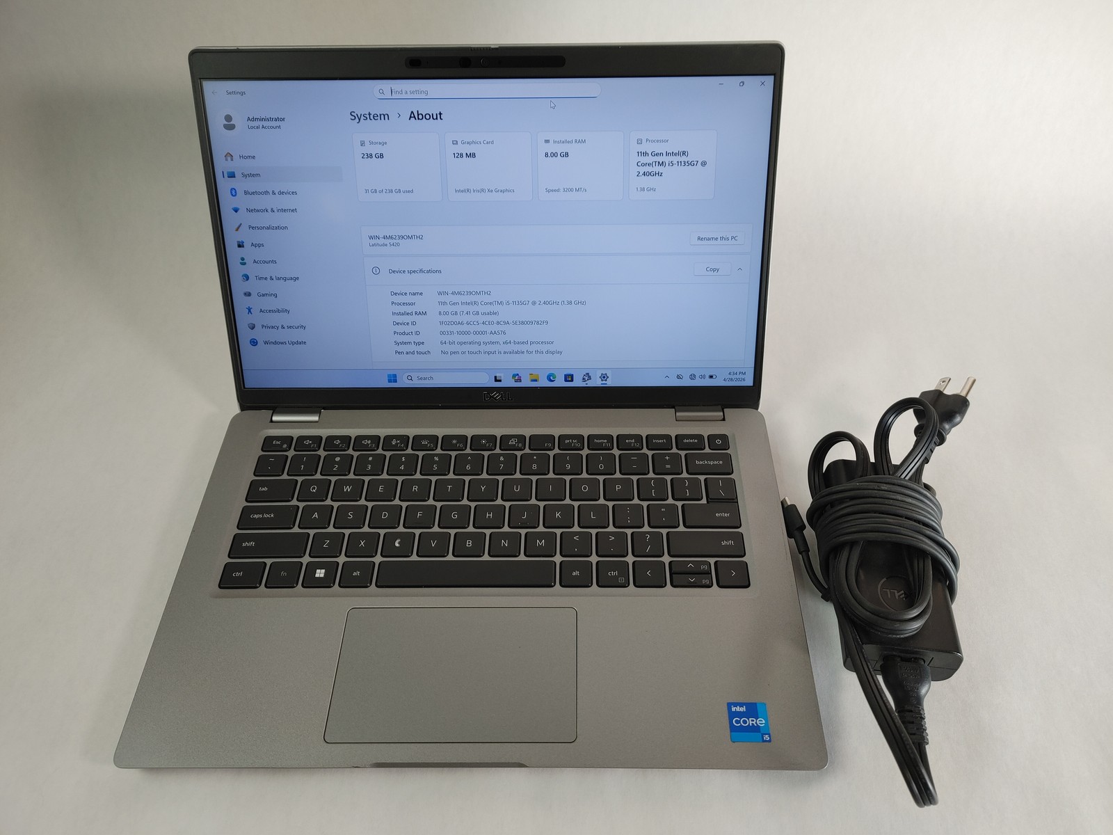 Dell Latitude 5420 Core i5-1135G7 2.40 GHz 8 GB DDR4 256 GB NVMe Windows 11 Pro