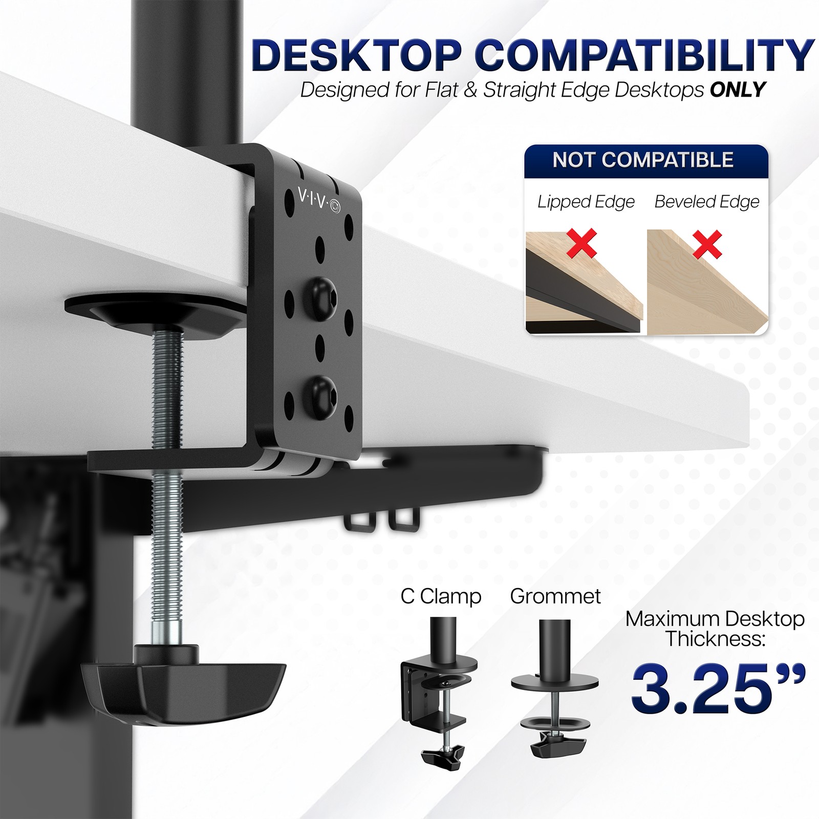 VIVO Black Dual Monitor Desk Mount Adjustable Stand, Fits Screens up to 30″