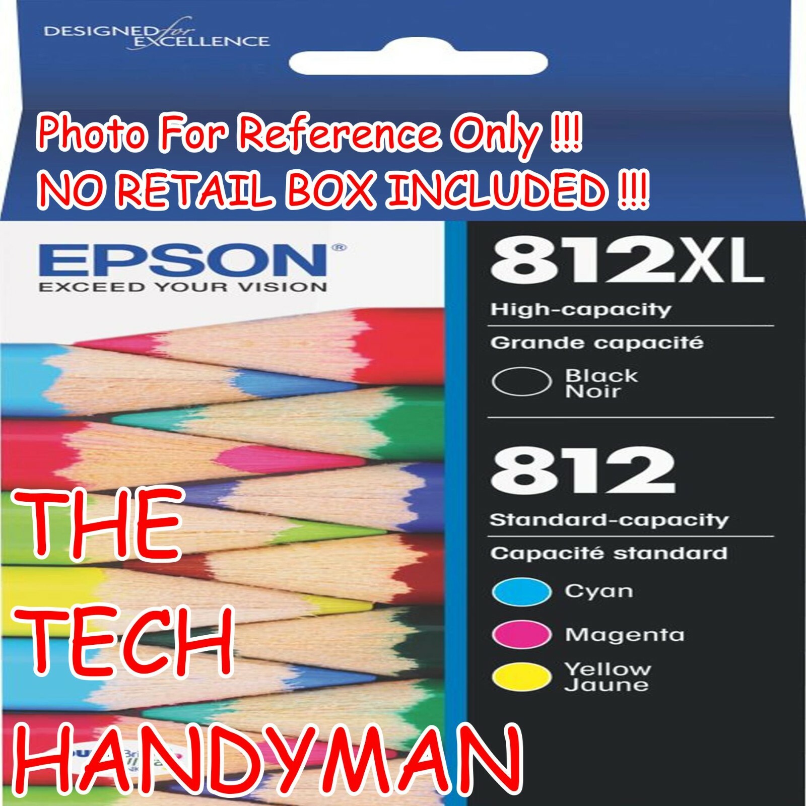 4-PACK EPSON GENUINE 812XL BLACK & 812 COLOR INK (NO RETAIL BOX) WF-7840