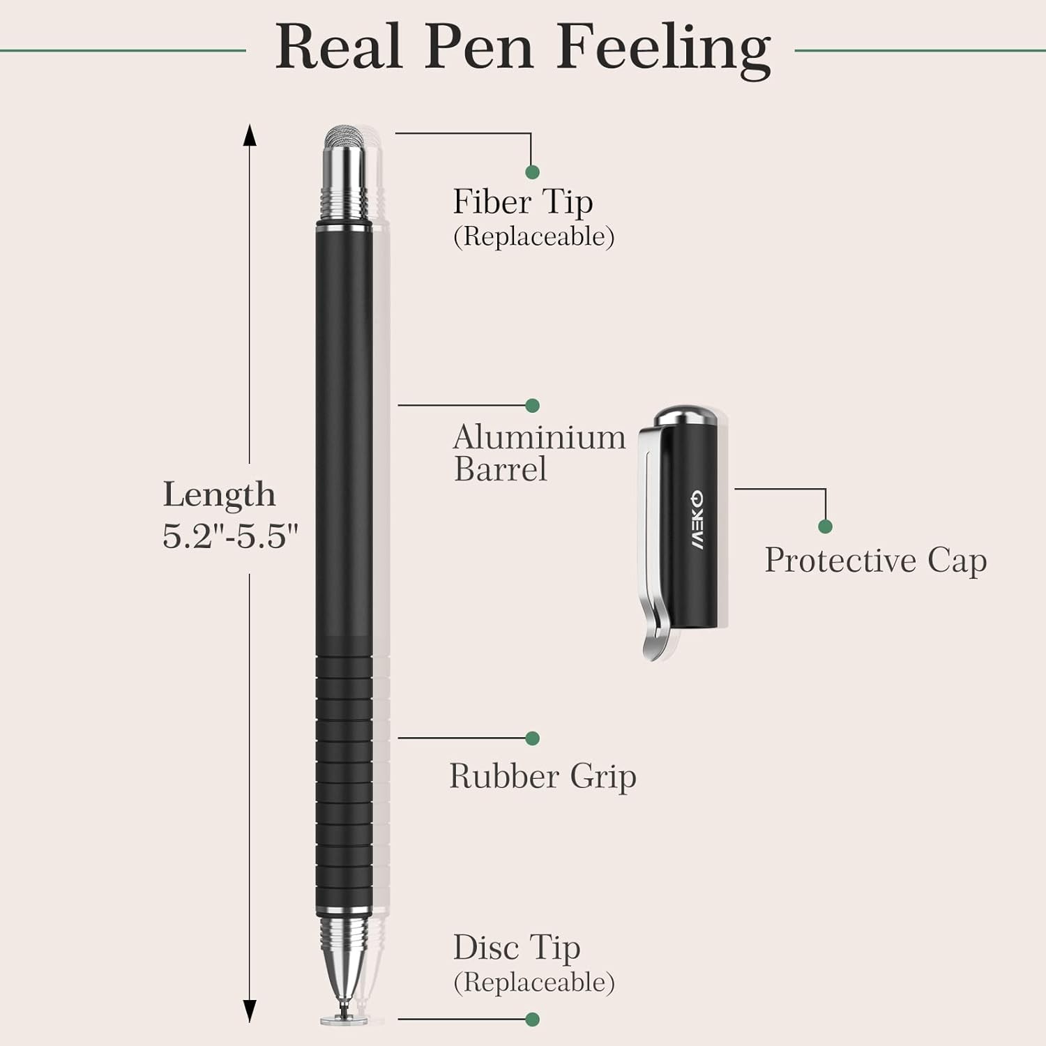 2 Pcs, 2 in 1 Precision Series, Disc Stylus Styli Bundle Black Gold