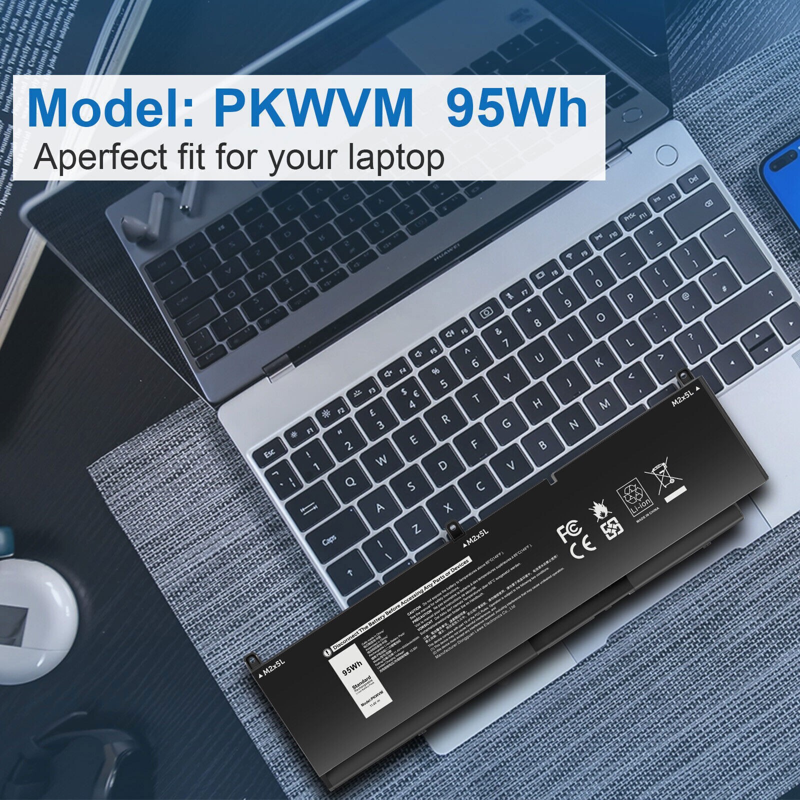 PKWVM Battery For Dell Precision 7750 7760 7550 7560 68ND3 0CR72X P93F 95Wh