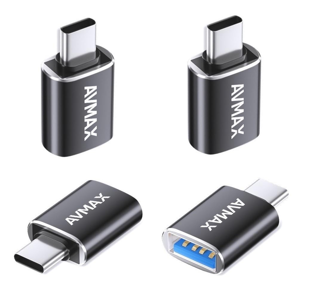 USB C to USB A Adapter 4 Pack, USBC Male to USB A 3.0 Female OTG Adapter, Typ…