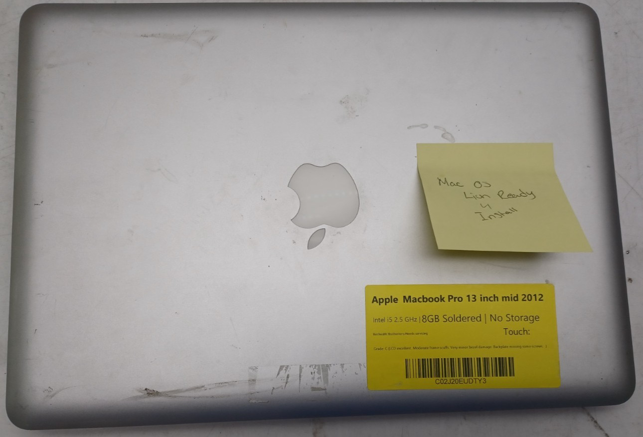 Apple Macbook Pro 13 inch mid 2012 Intel i5 2.5 GHz 8GB RAM No Storage