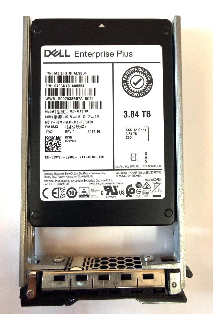 SAMSUNG MZILT3T8HALS0D4 / 3.84TB / PM1643 / 12GBPS 2.5in SAS SSD / MZ-ILT3T8A A4
