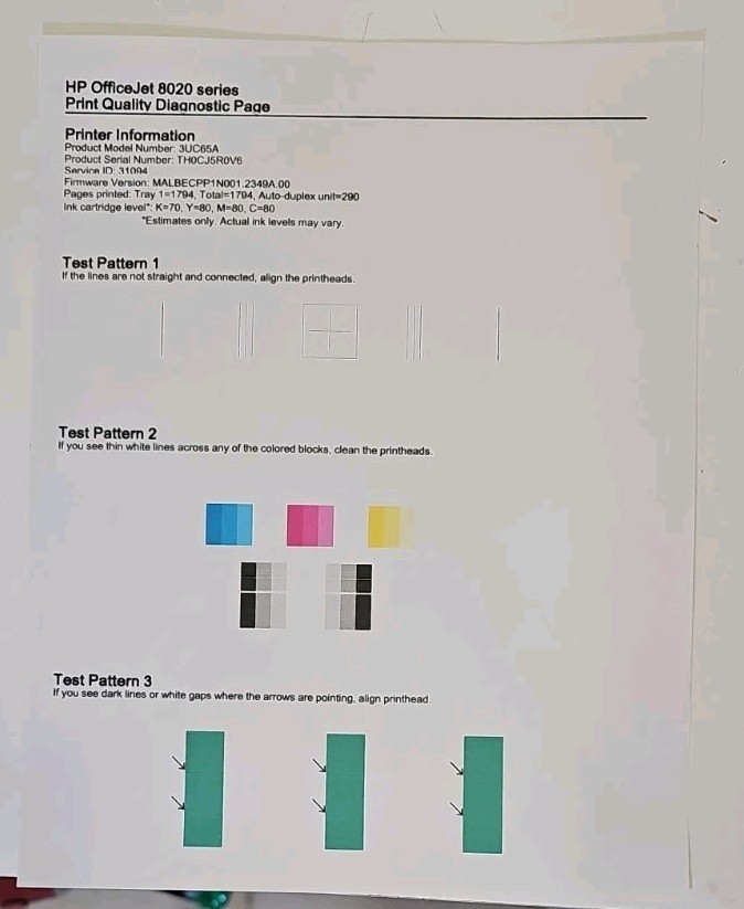 HP OfficeJet Pro 8022 All In One Color Printer. Nearly Full Inks, Low PC, Read!