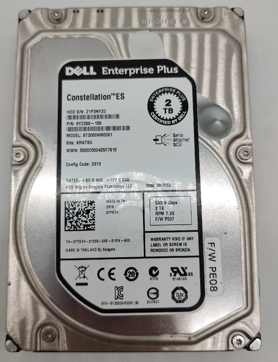 Dell Seagate ST2000NM0001 2TB 3.5″ 7.2K 6G SAS Hard Drive PowerEdge 067TMT