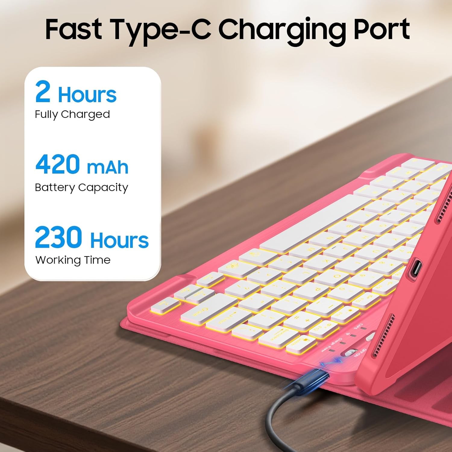 Backlit Keyboard Case for iPad (A16) 11th Gen 11 Inch (2025) Soft TPU Back Cover