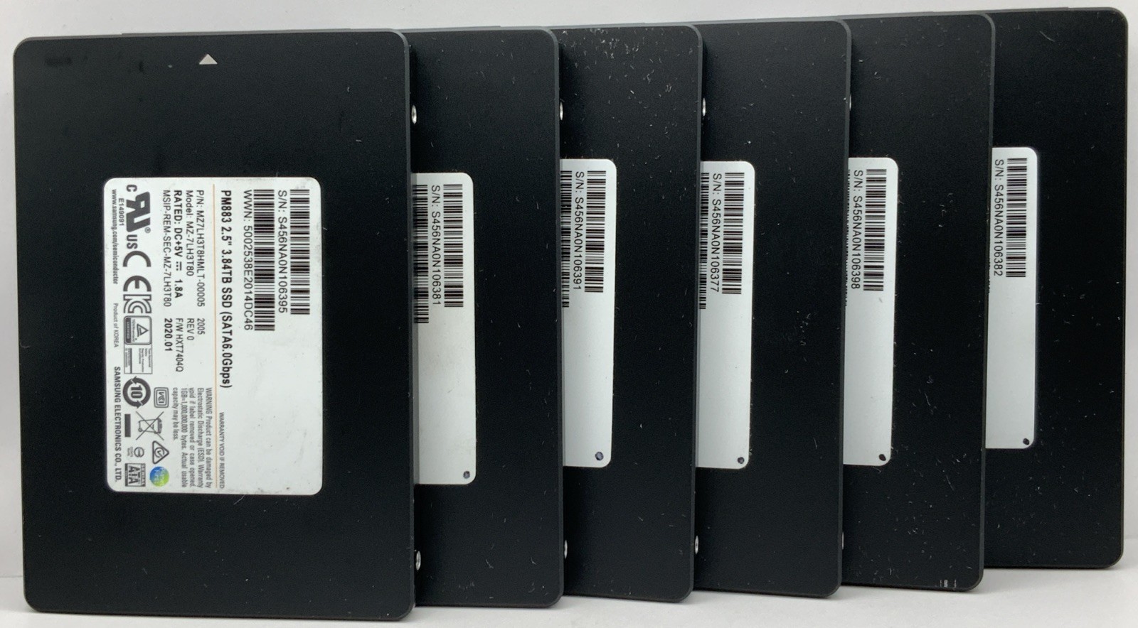 Lot Of 6 Samsung PM883 3.84Tb 2.5” SATA III SSD FC84