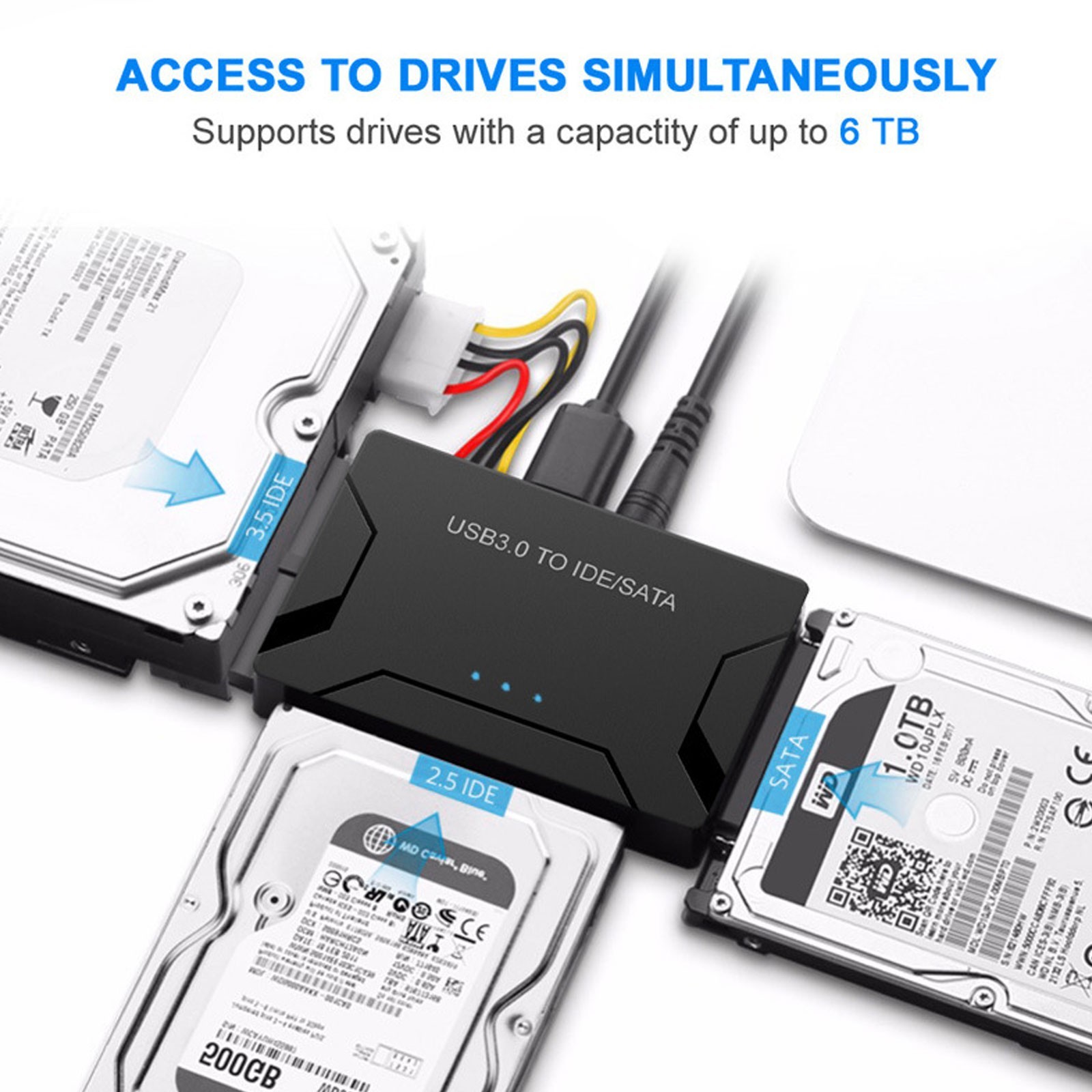 USB 3.0 to IDE & SATA Converter External Hard Drive Adapter Kit 2.5″/3.5″ Cable