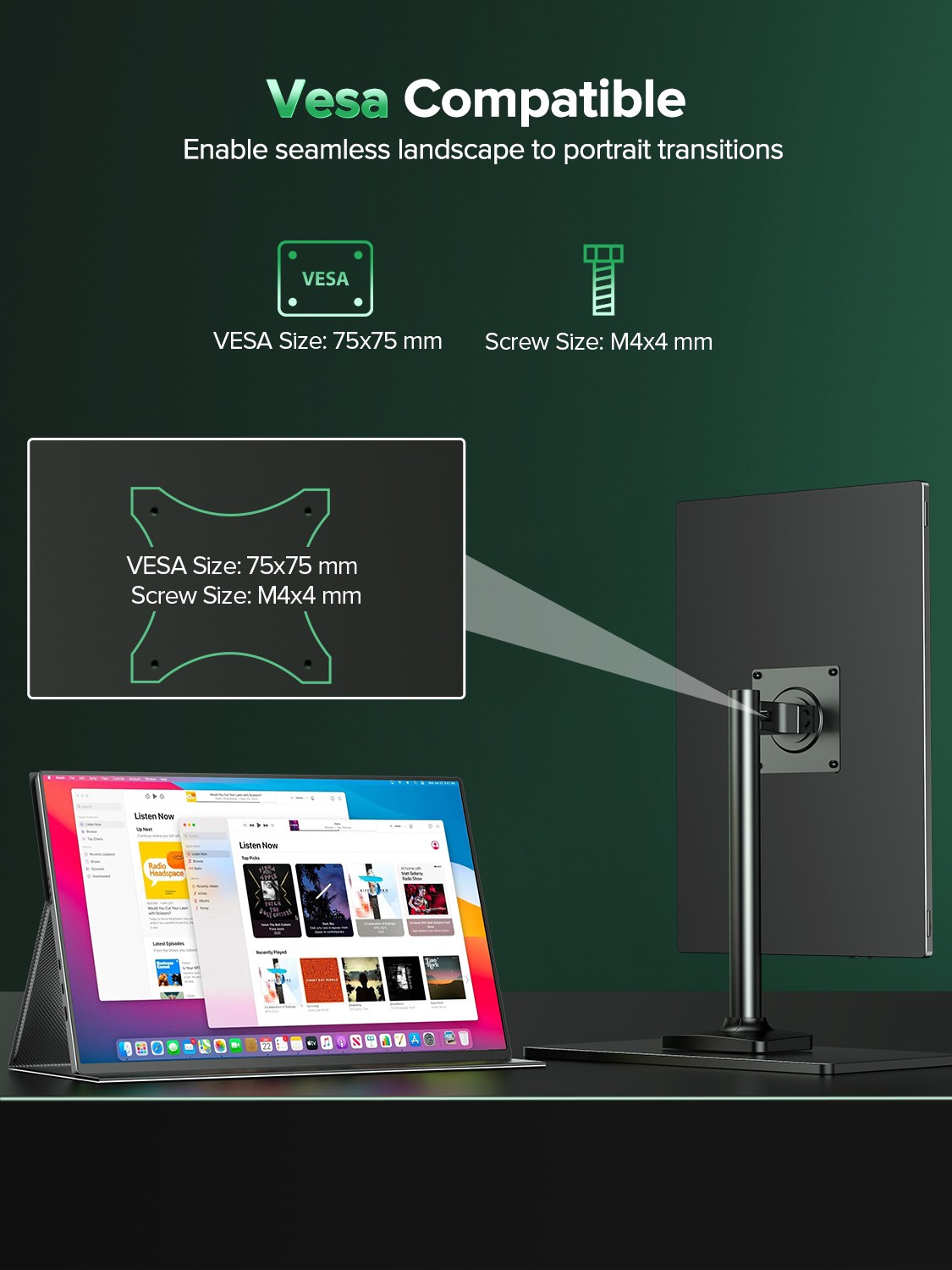 15.6″ Portable Monitor IPS HDR 16:9 1920*1080 FHD Mini HDMI USB C 800:1 NEW! US
