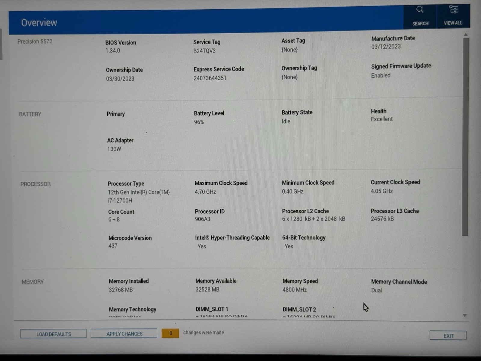 Dell Precision 5570 i7 512GB 32GB RTX A1000 15.6” FHD+